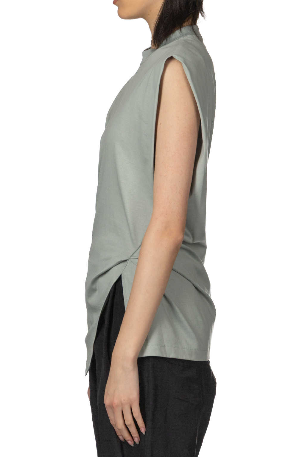 Mame Kurogouchi - Sleeveless Crew Neck Tee - Grey