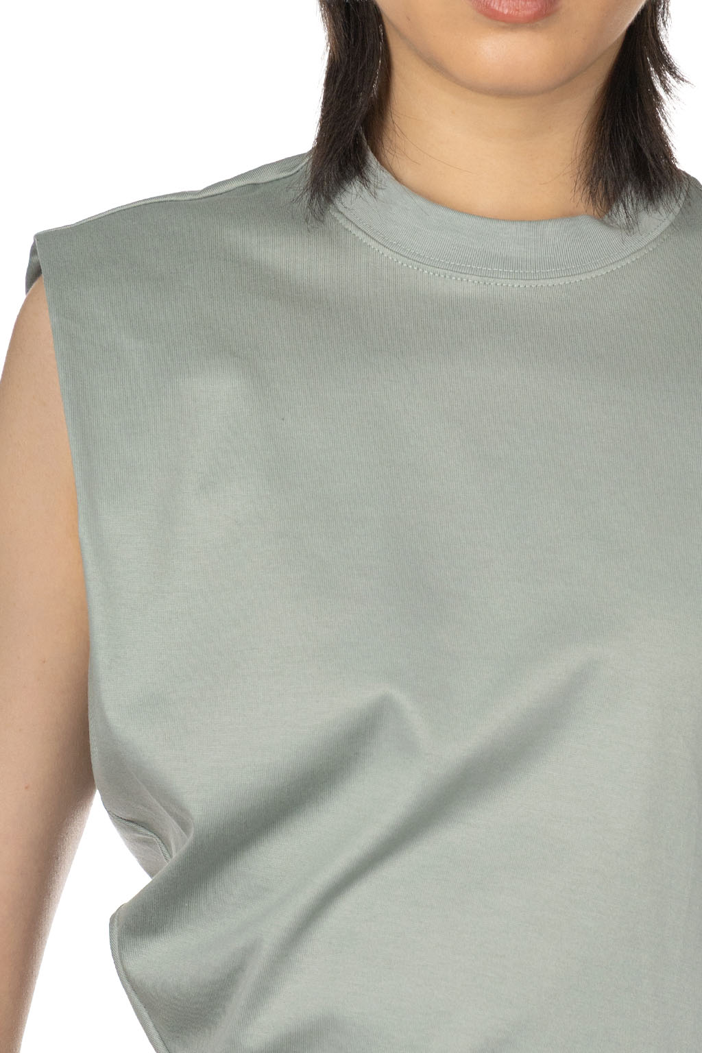 Mame Kurogouchi - Sleeveless Crew Neck Tee - Grey