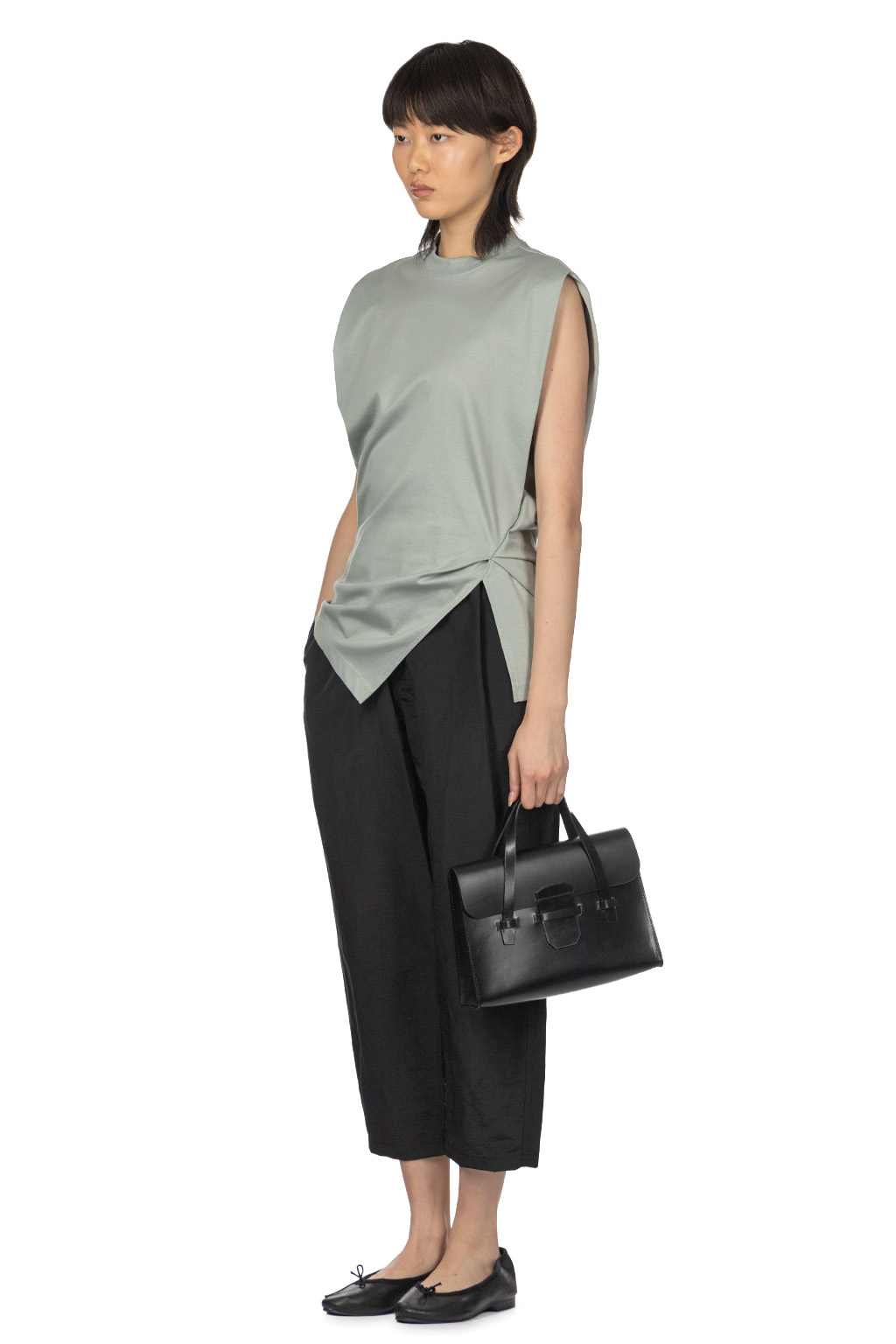 Mame Kurogouchi - Sleeveless Crew Neck Tee - Grey