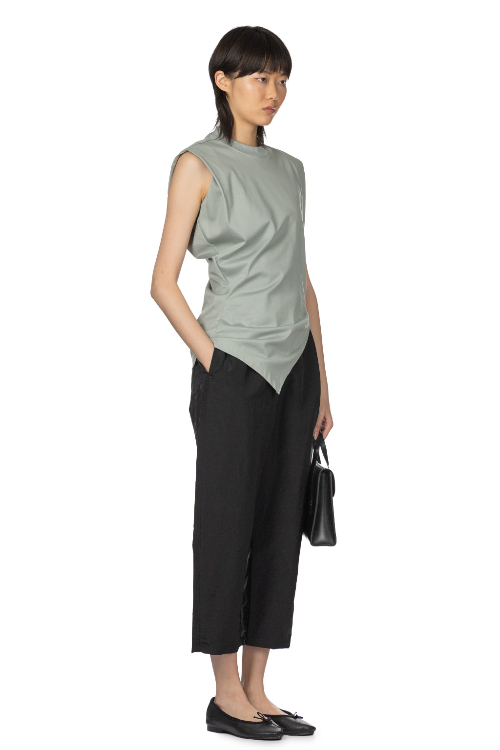 Mame Kurogouchi - Sleeveless Crew Neck Tee - Grey