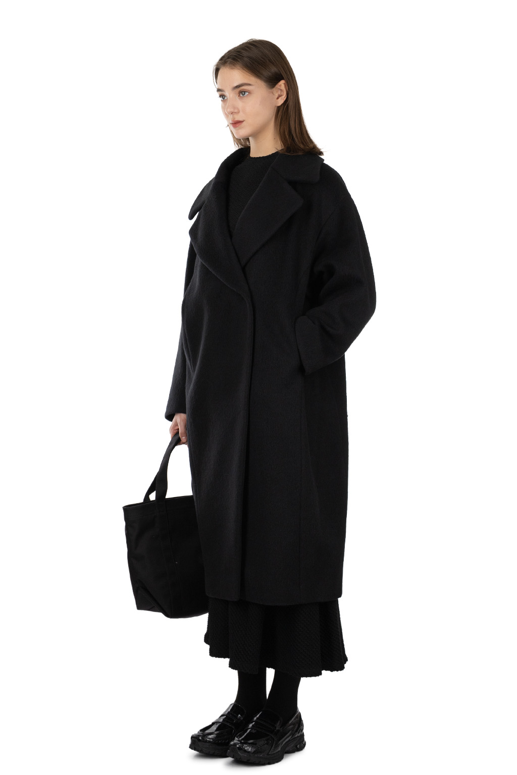Mame Kurogouchi - Wool Alpaca Long Coat - Black