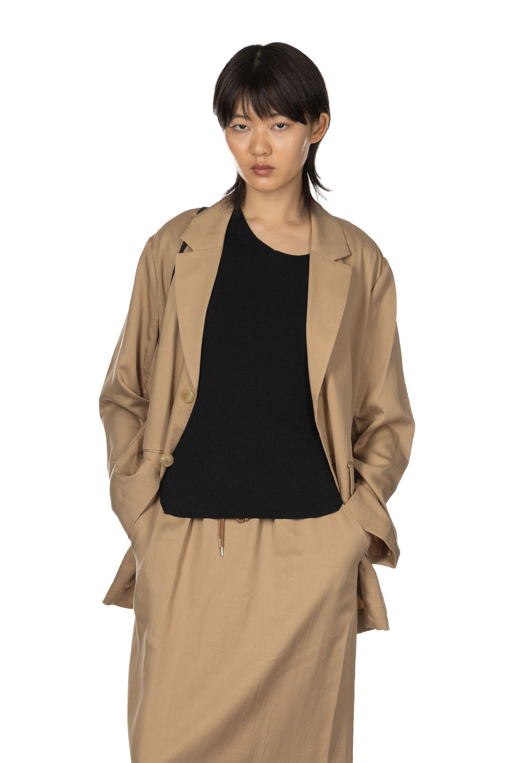 Manon - Belted Middle Jacket - Camel