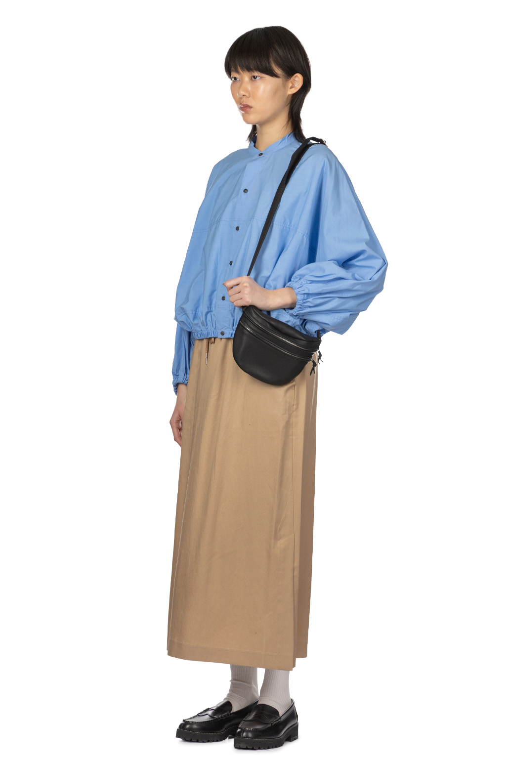 Manon - Dolman Sleeve Short Shirt - Blue