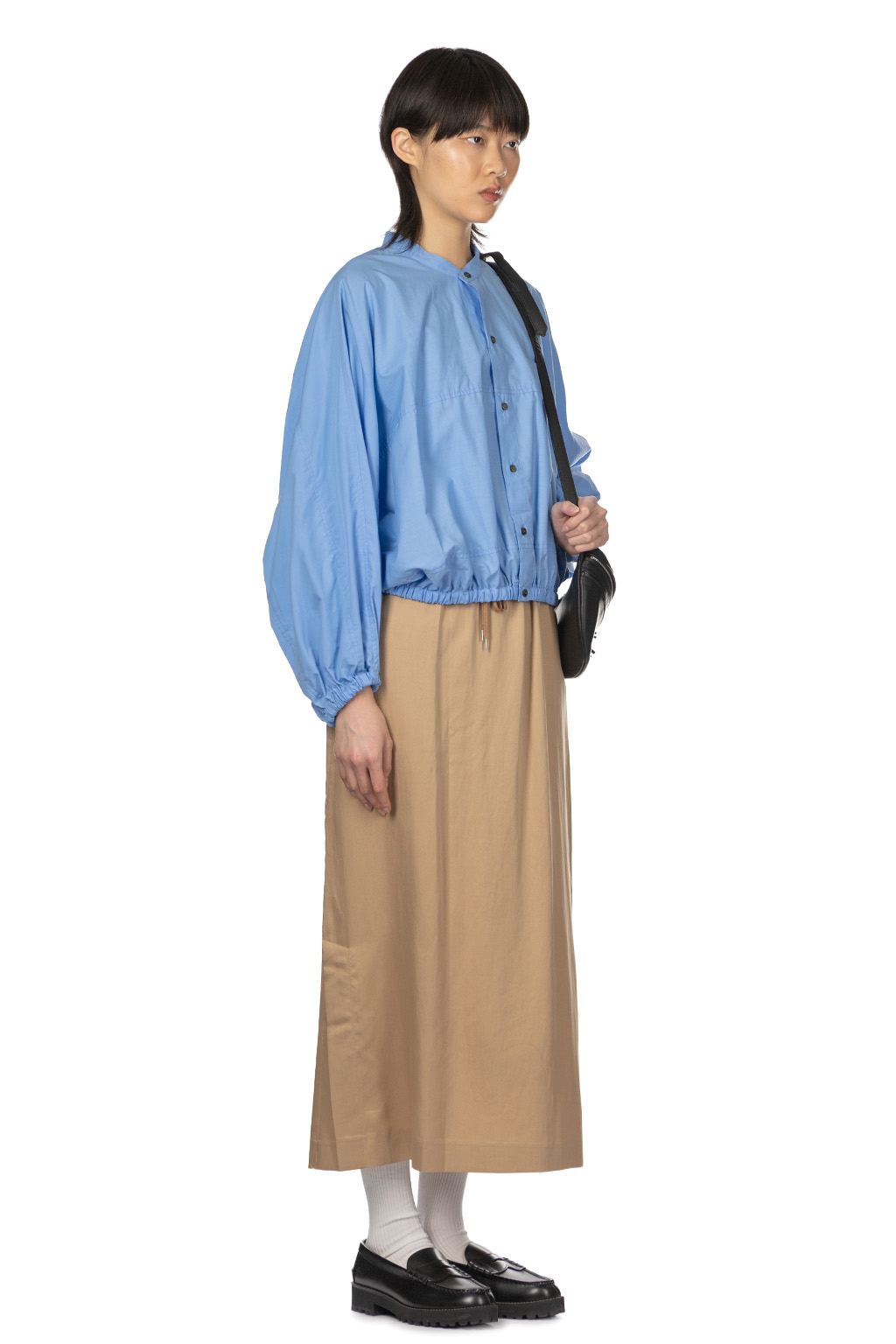 Manon - Dolman Sleeve Short Shirt - Blue