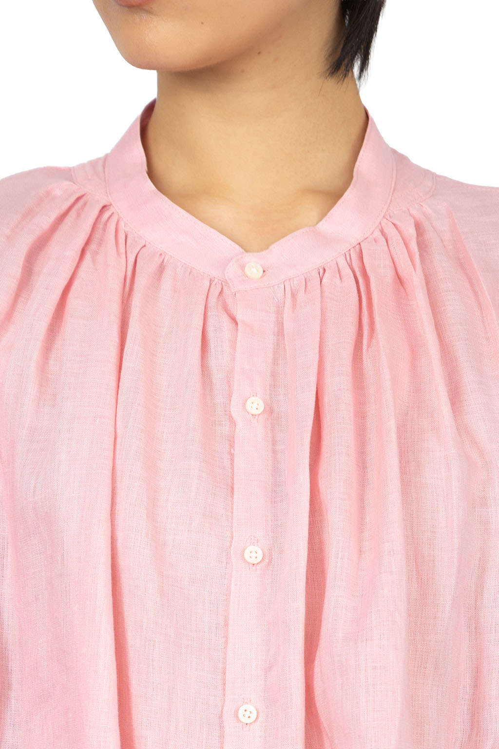Manon - Fan Sleeve Linen Shirt - Pink