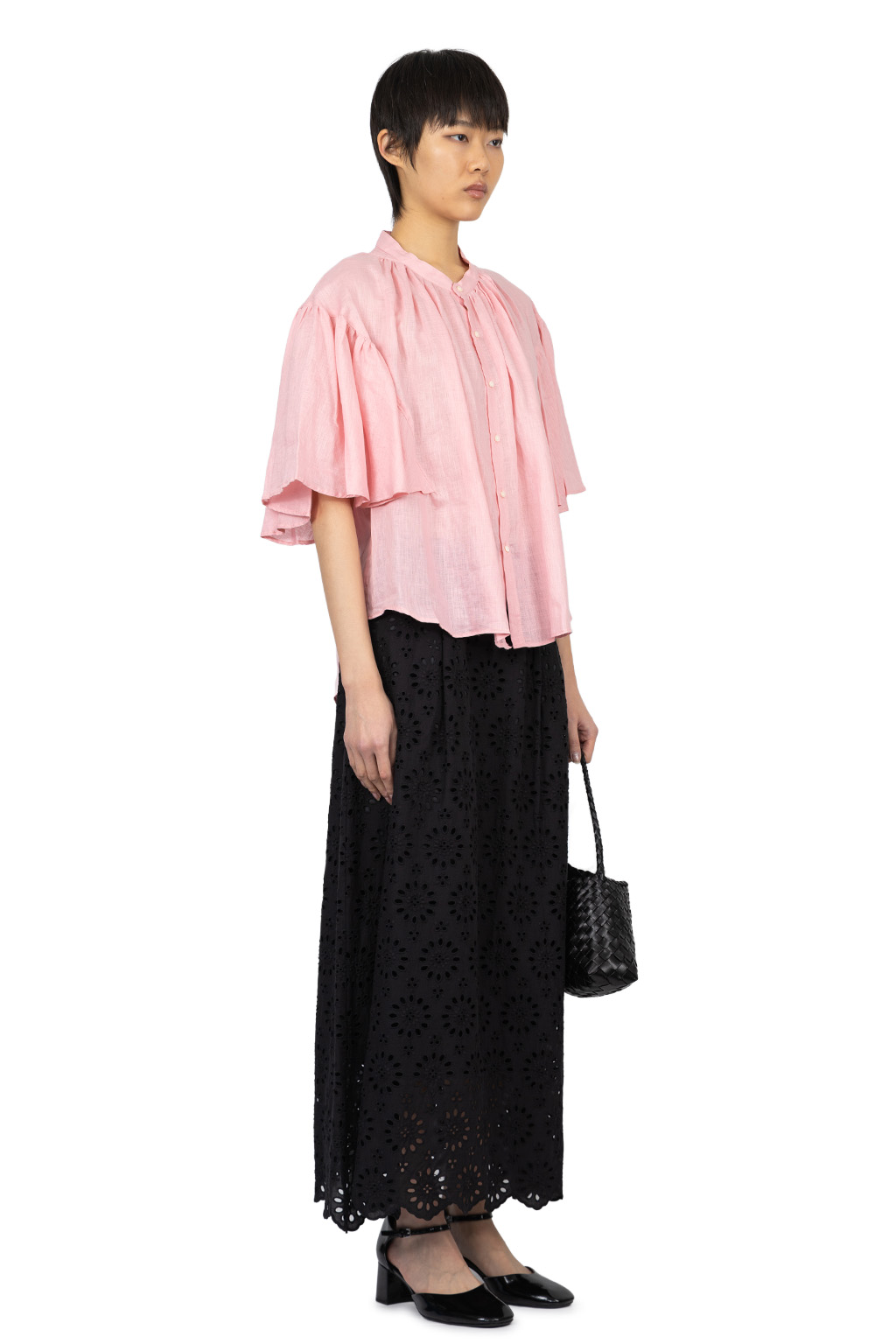 Manon - Fan Sleeve Linen Shirt - Pink
