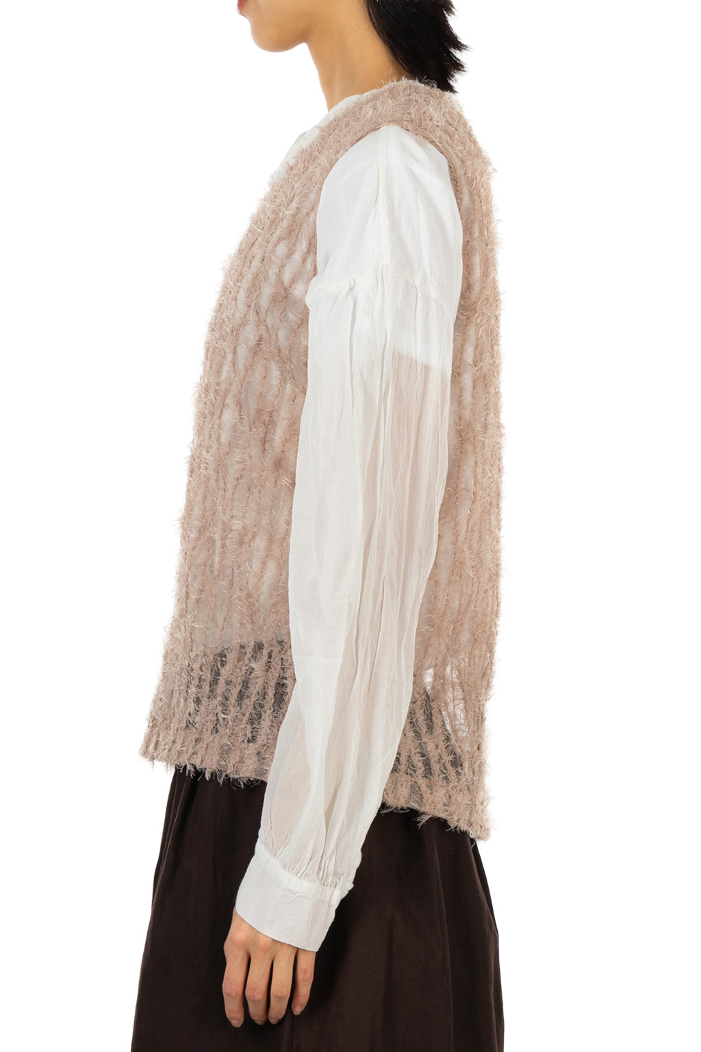 Manon - Feather Tulle Sleeveless Blouse - Moca