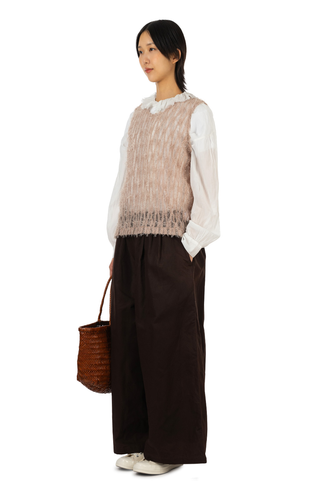 Manon - Feather Tulle Sleeveless Blouse - Moca