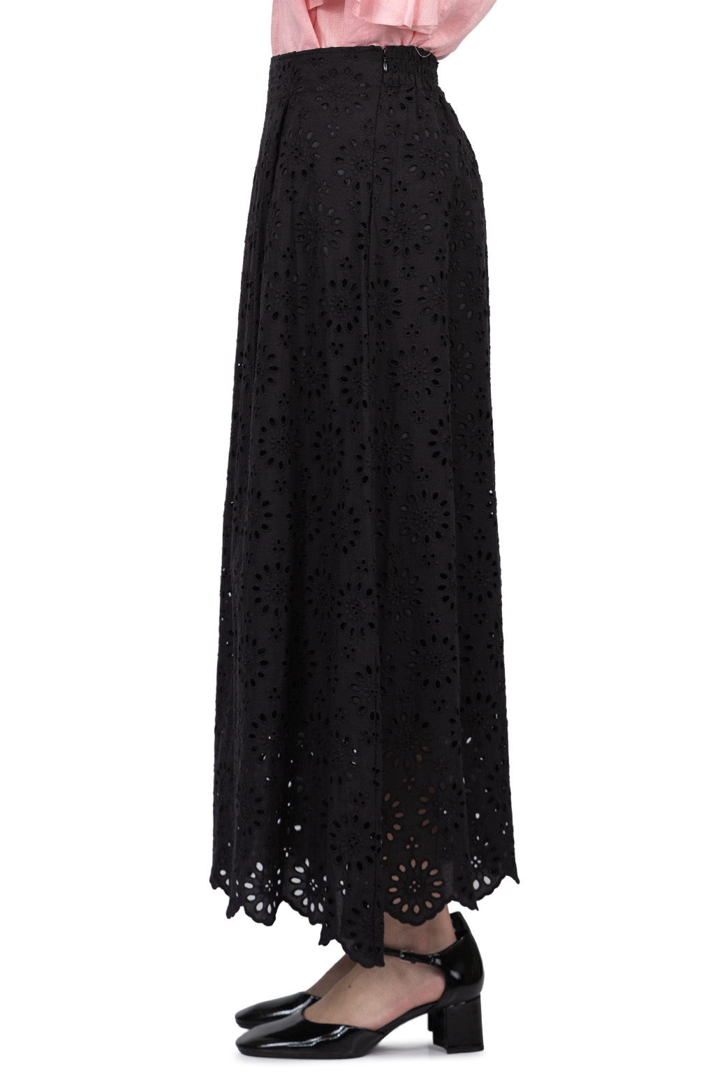 Manon - Floral Scallop Skirt - Black