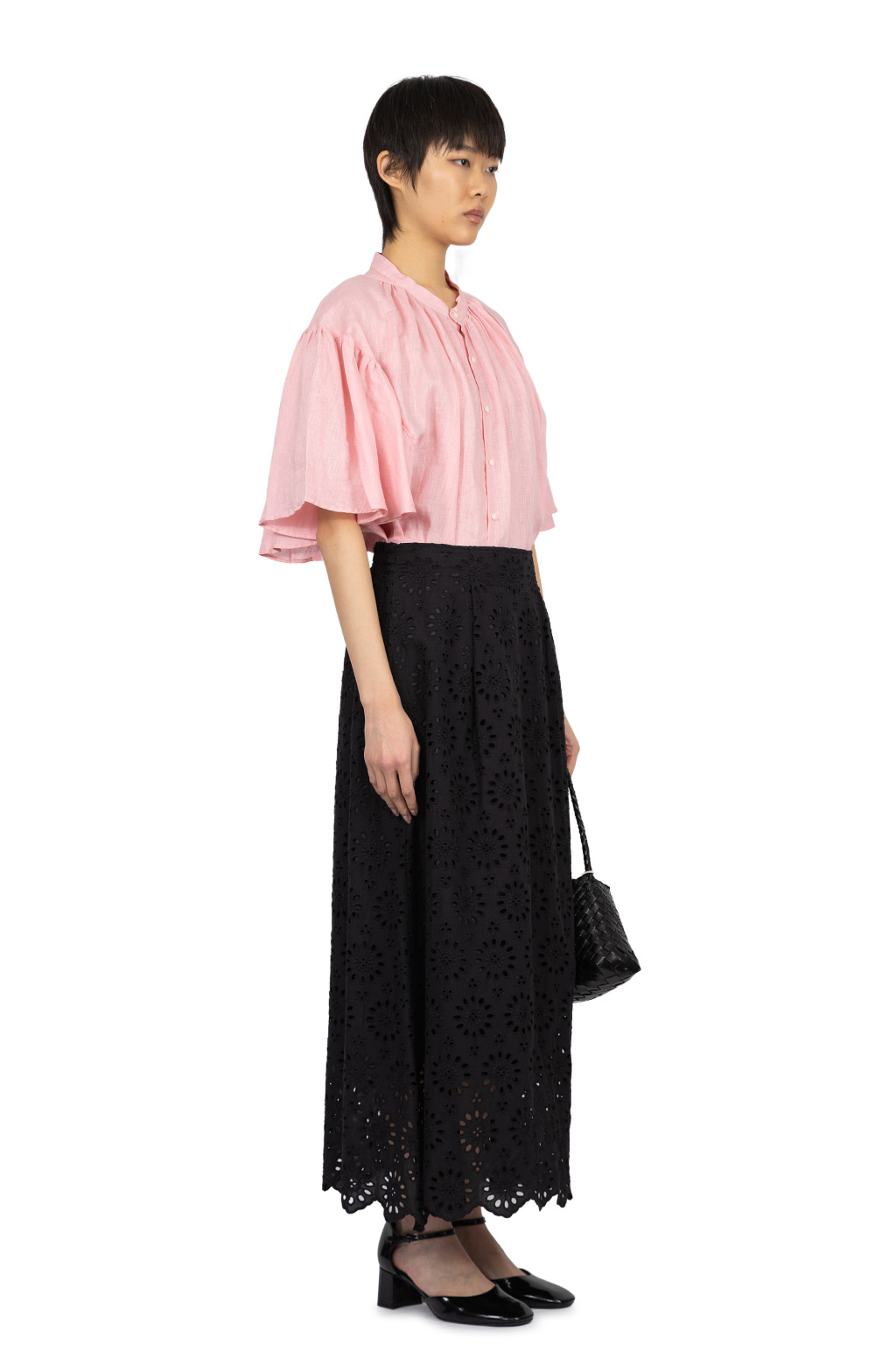 Manon - Floral Scallop Skirt - Black