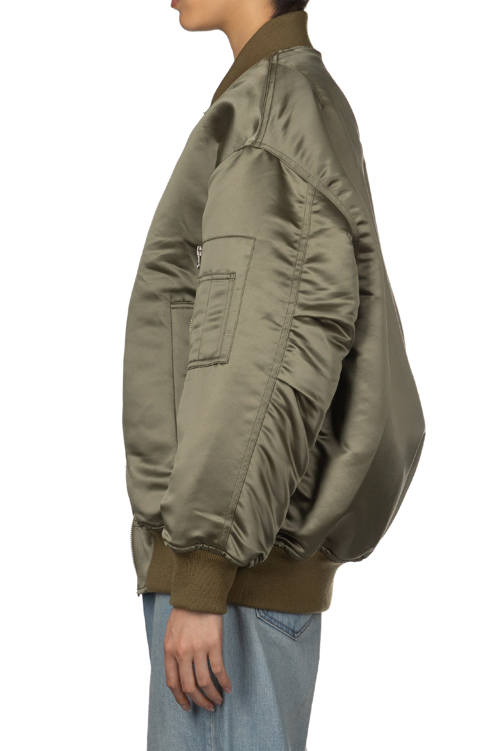 Manon - Heavy Satin Flight Jacket - Olive