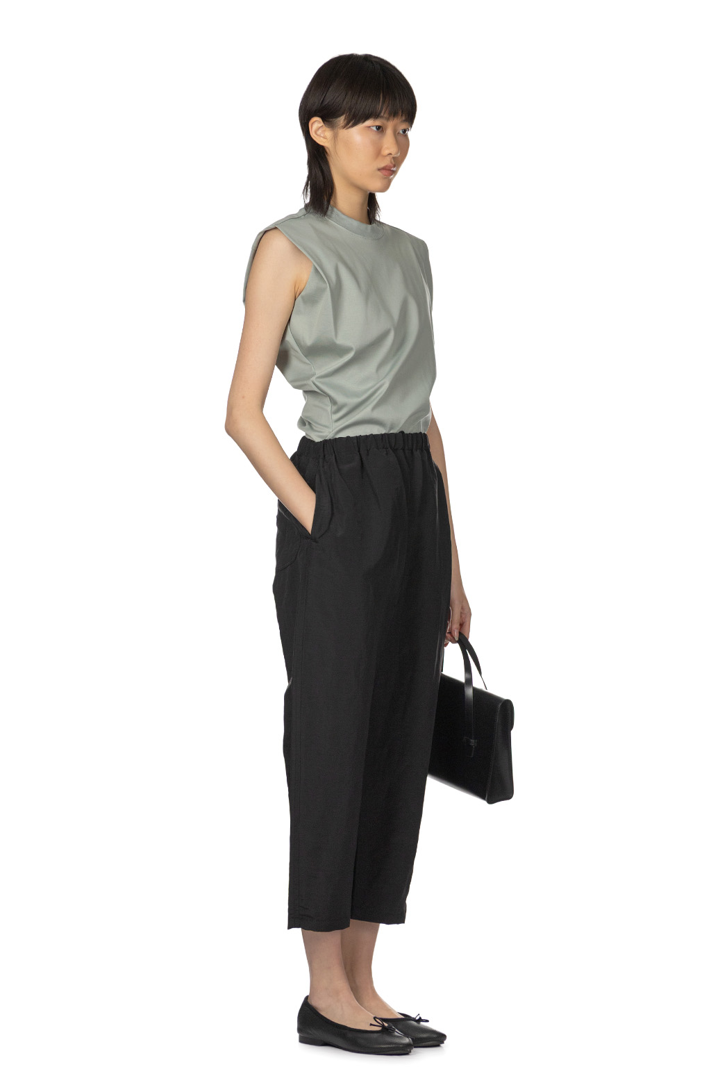 Manon - Linen Nylon Easy Pants - Black