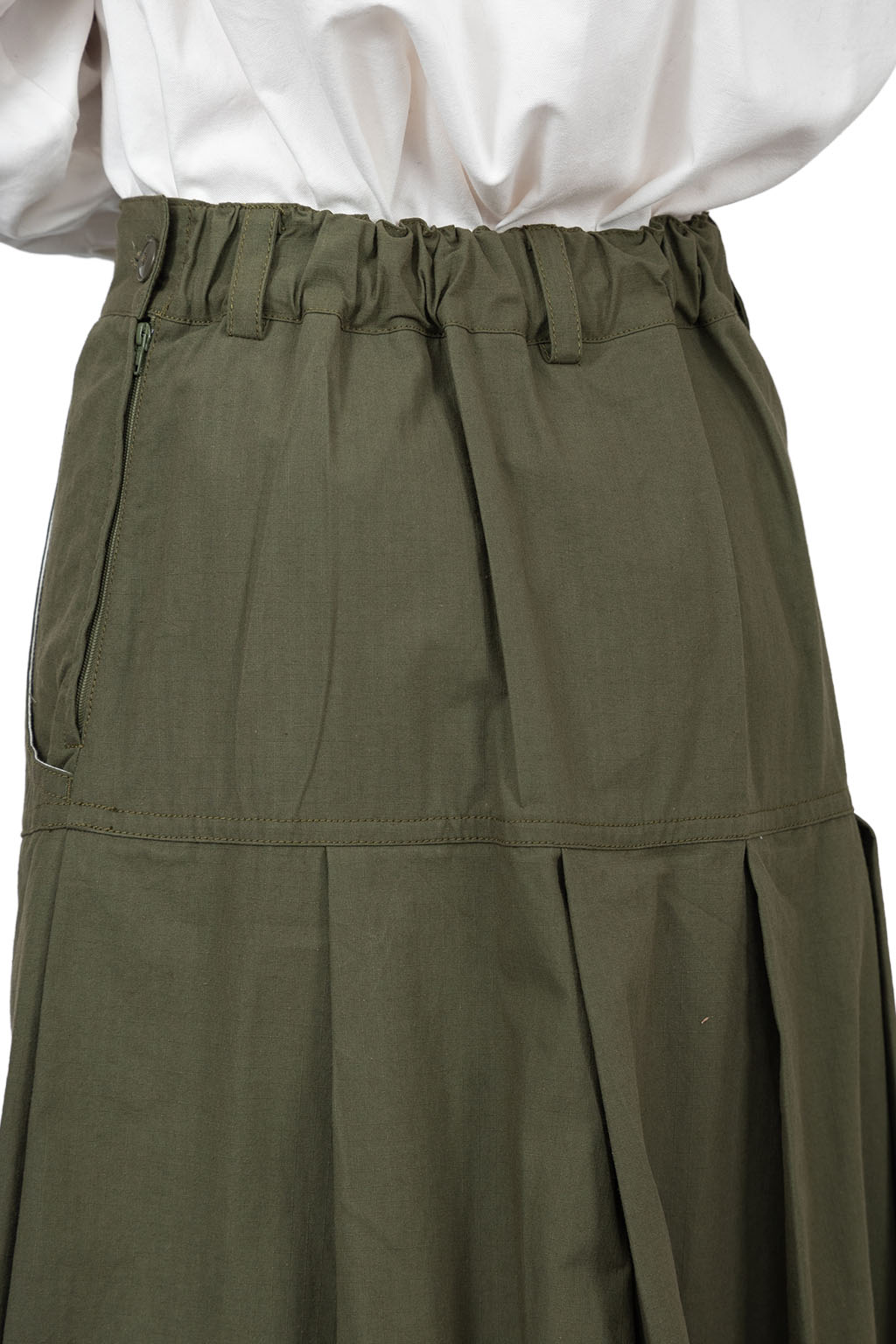 Manon - Lip Cloth Flare Tuck Skirt - Olive