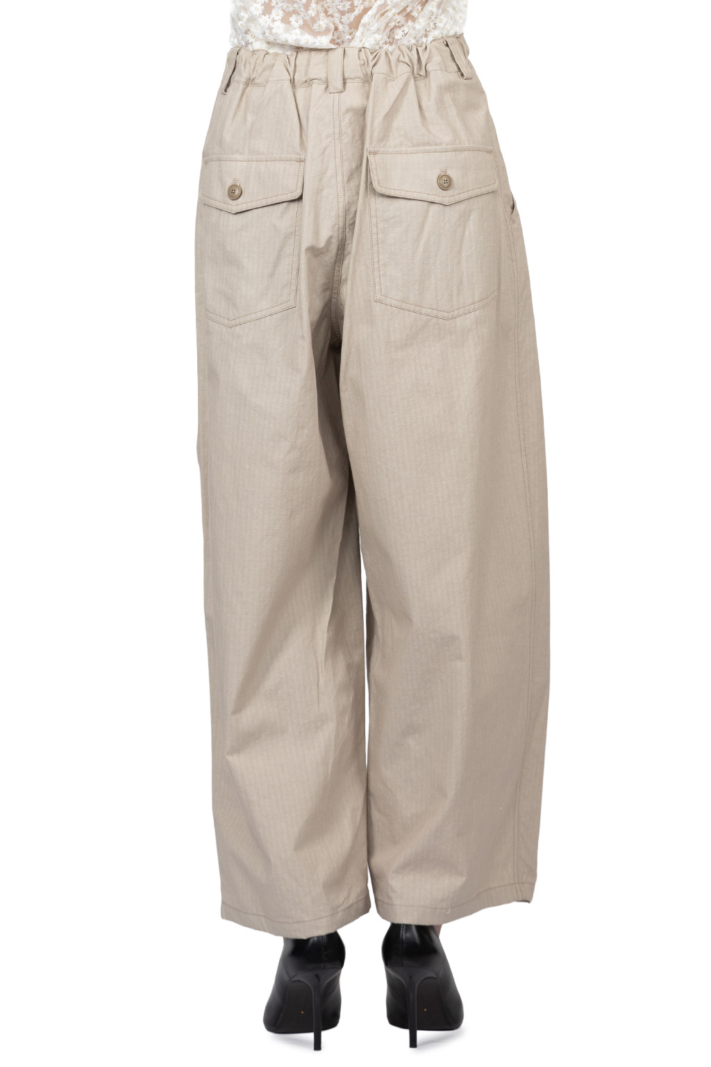 Manon - Lip Cloth Three Tuck Wide Pants - Beige