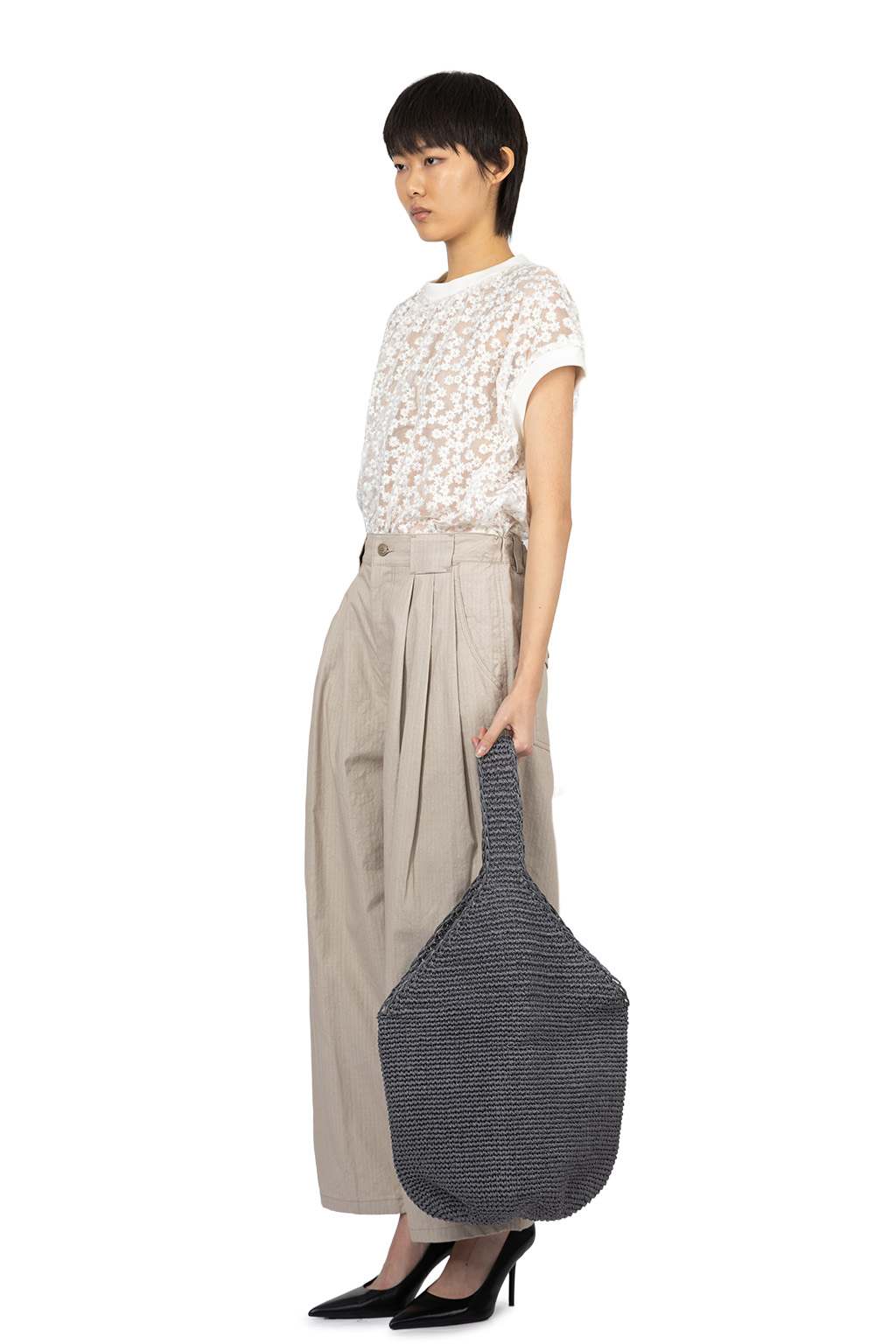 Manon - Lip Cloth Three Tuck Wide Pants - Beige
