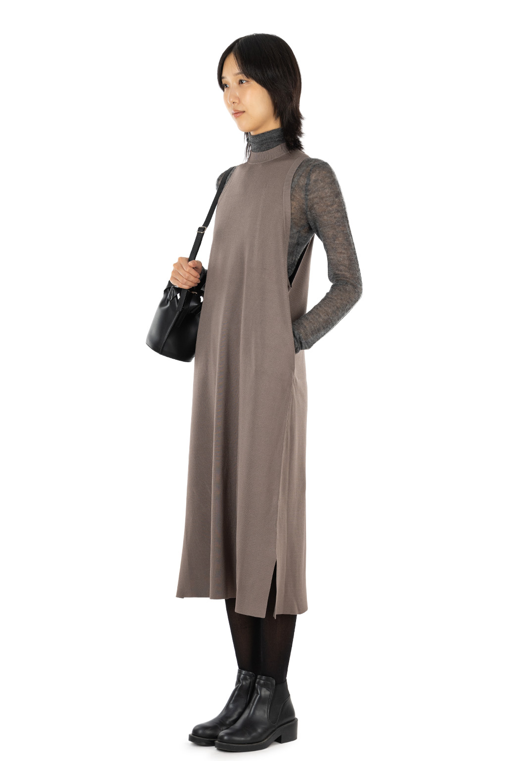 Manon - N0 SLEEVE LONG KNIT ONE PIECE DRESS