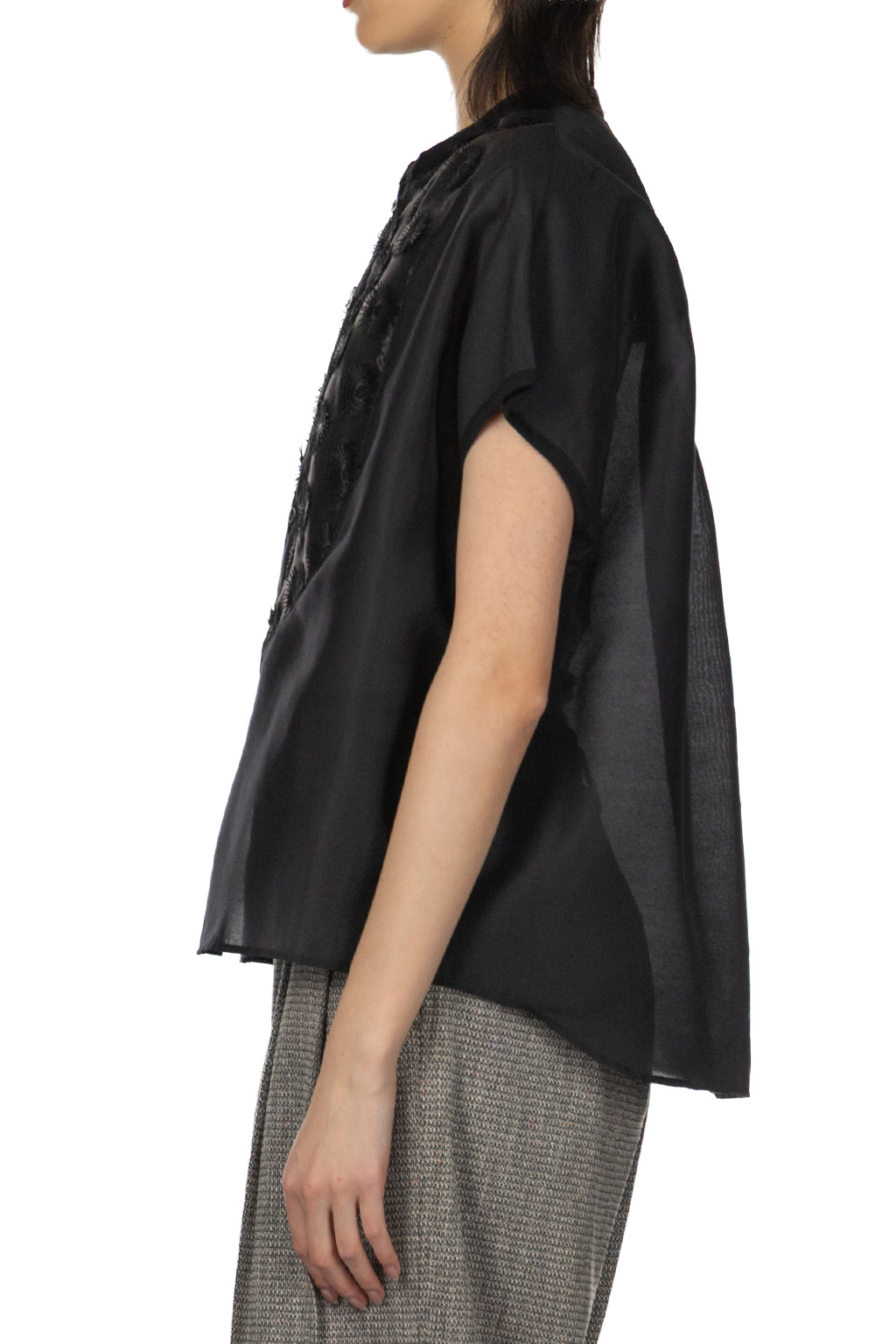 Manon - Organdy French Blouse - Black