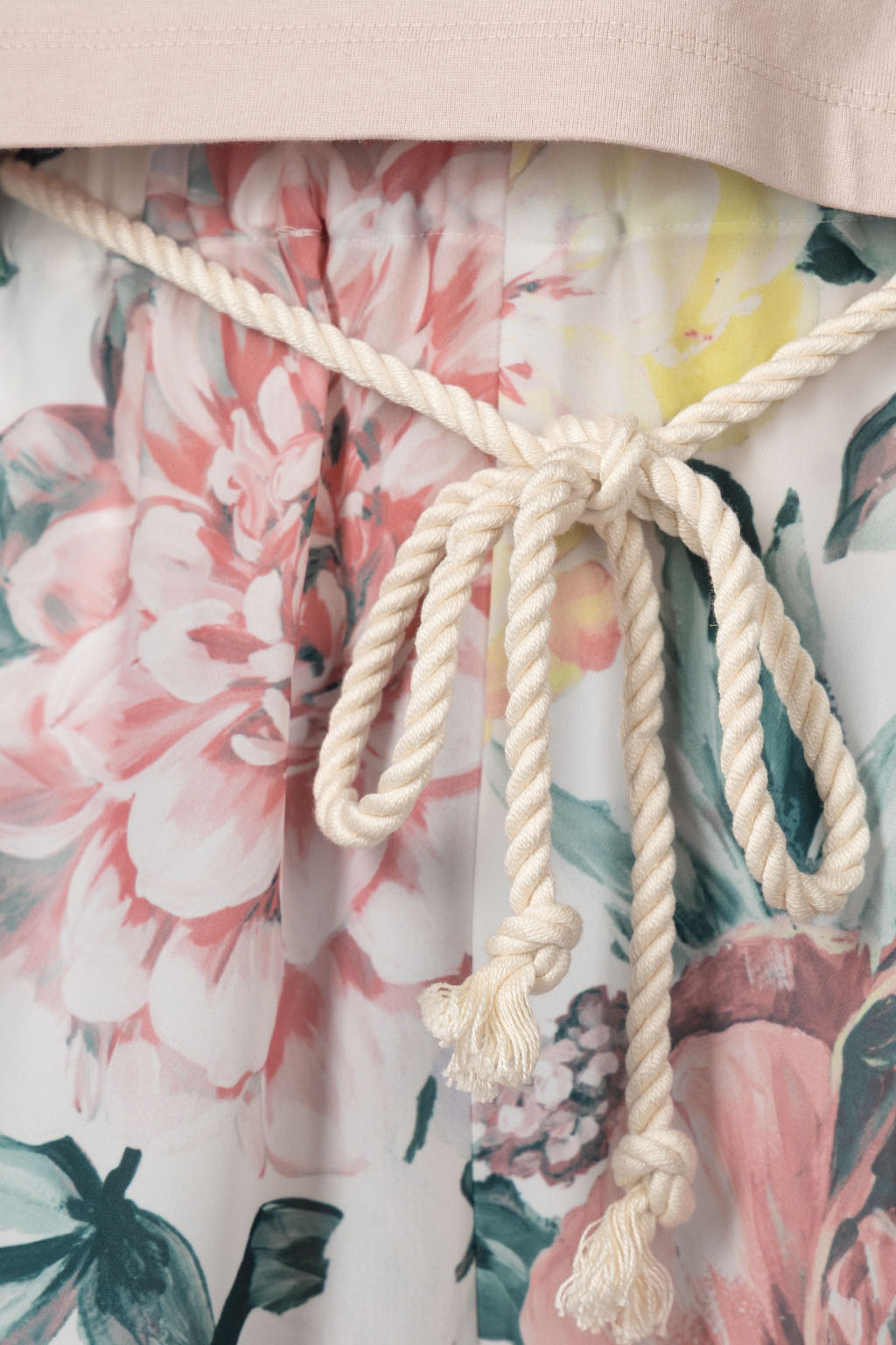 Manon - Original Big Flower Print Easy Pants - White