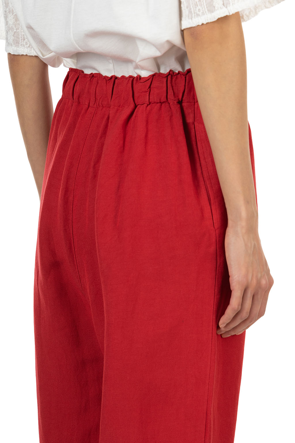 Manon - Rayon Linen Slit Easy Pants - Red