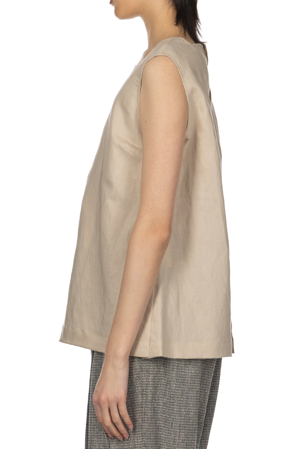 Manon - Square Neck Sleeveless Blouse - Beige