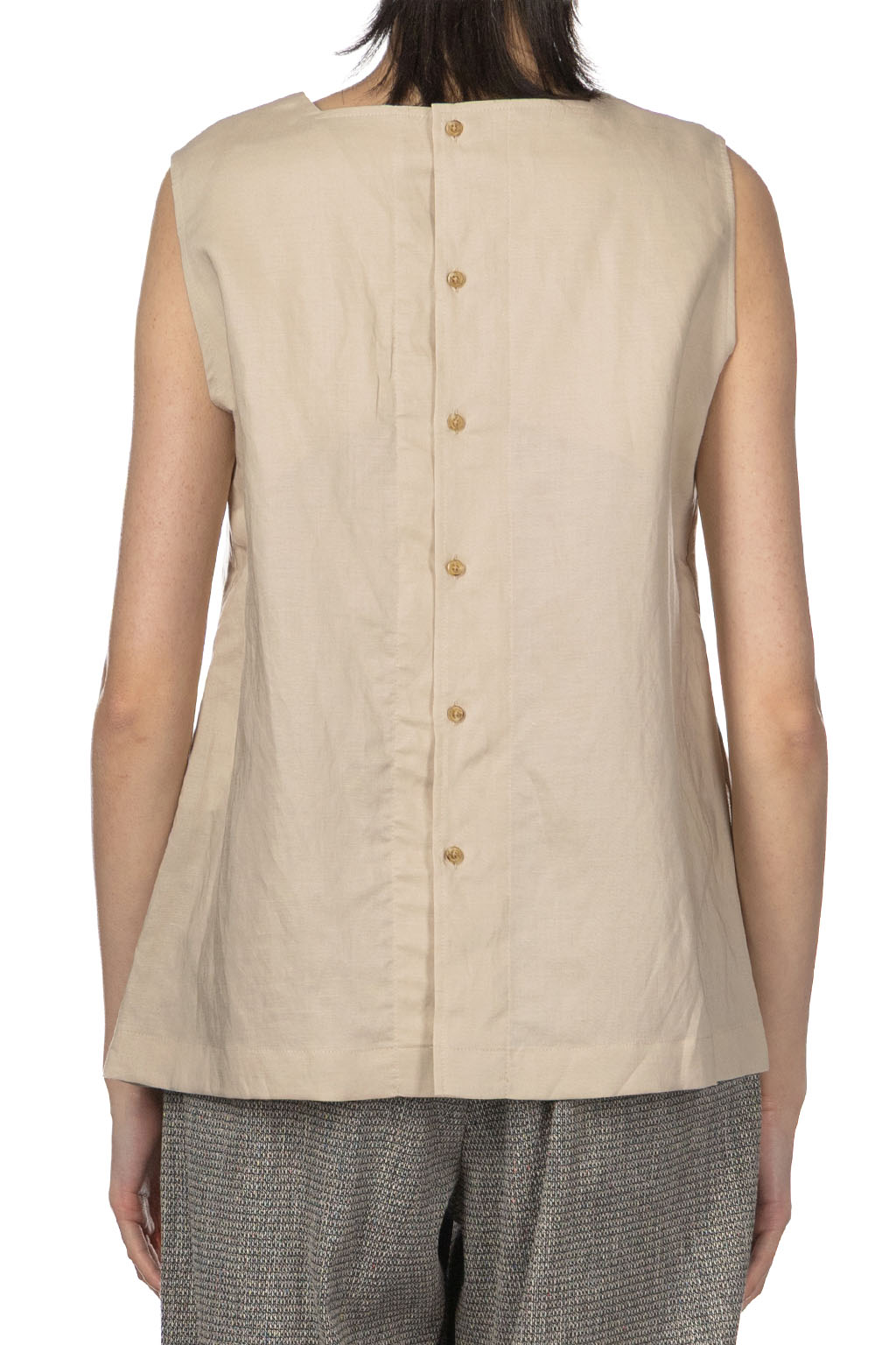 Manon - Square Neck Sleeveless Blouse - Beige