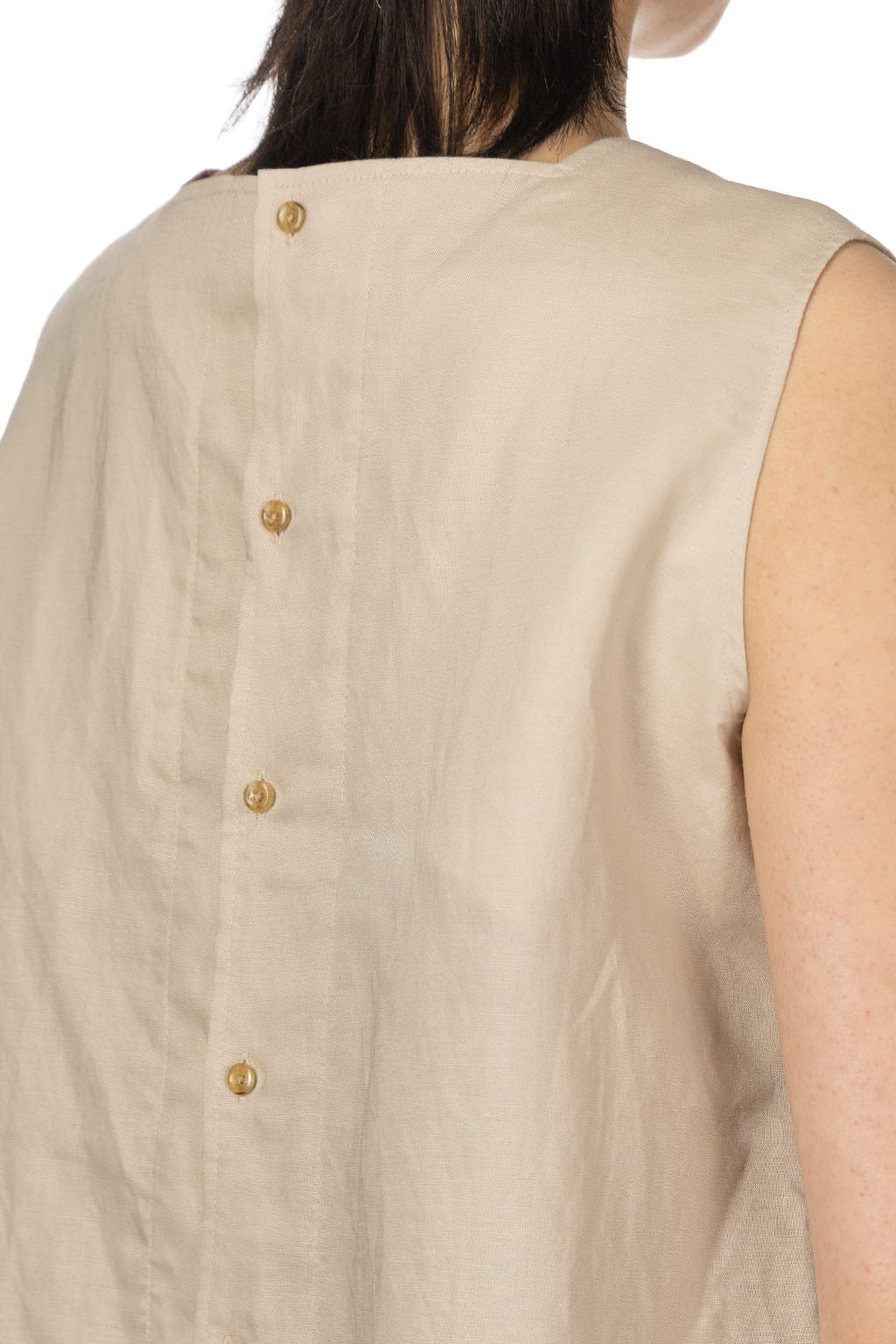 Manon - Square Neck Sleeveless Blouse - Beige