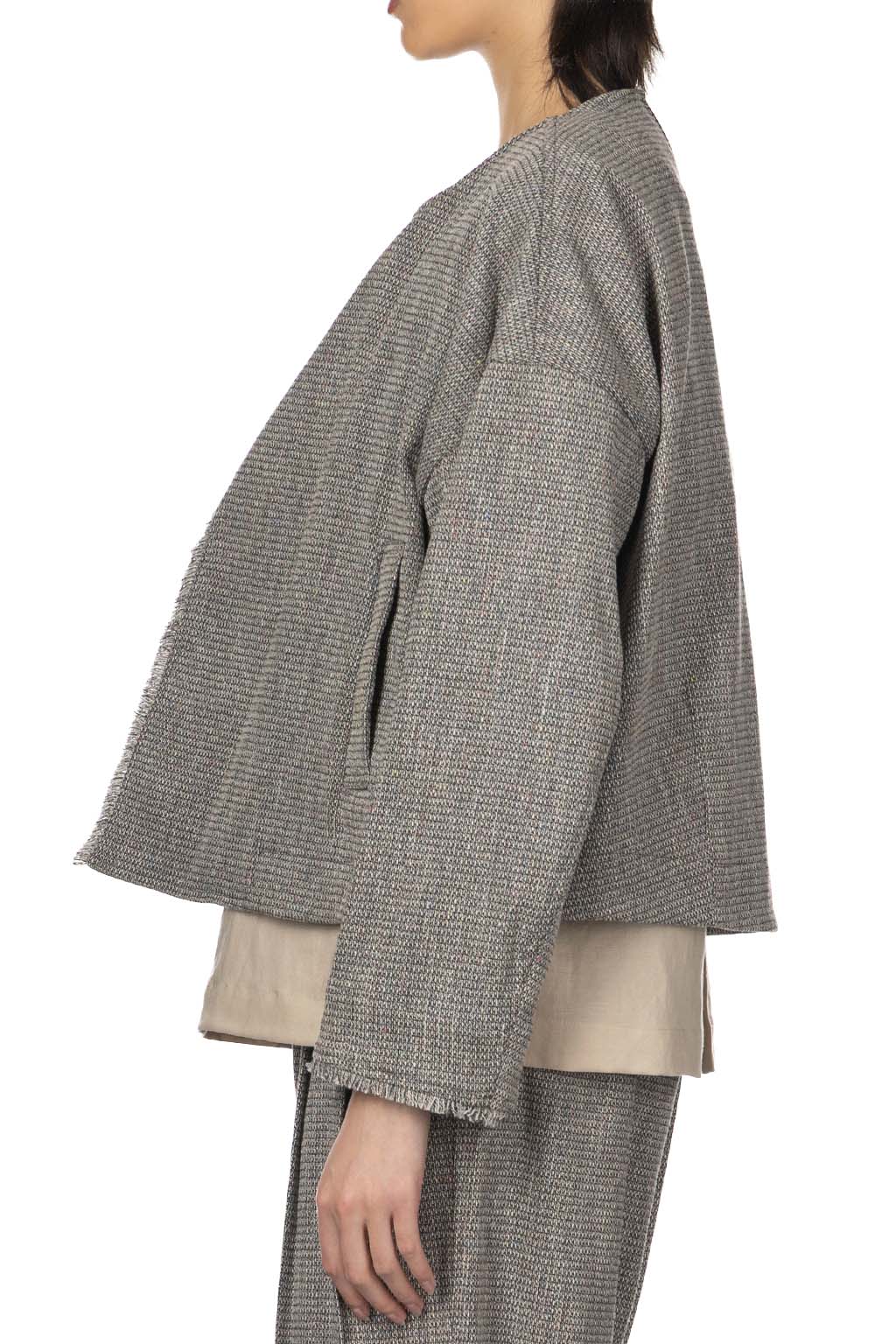 Manon - Tweed Denim Fringe Jacket - Black