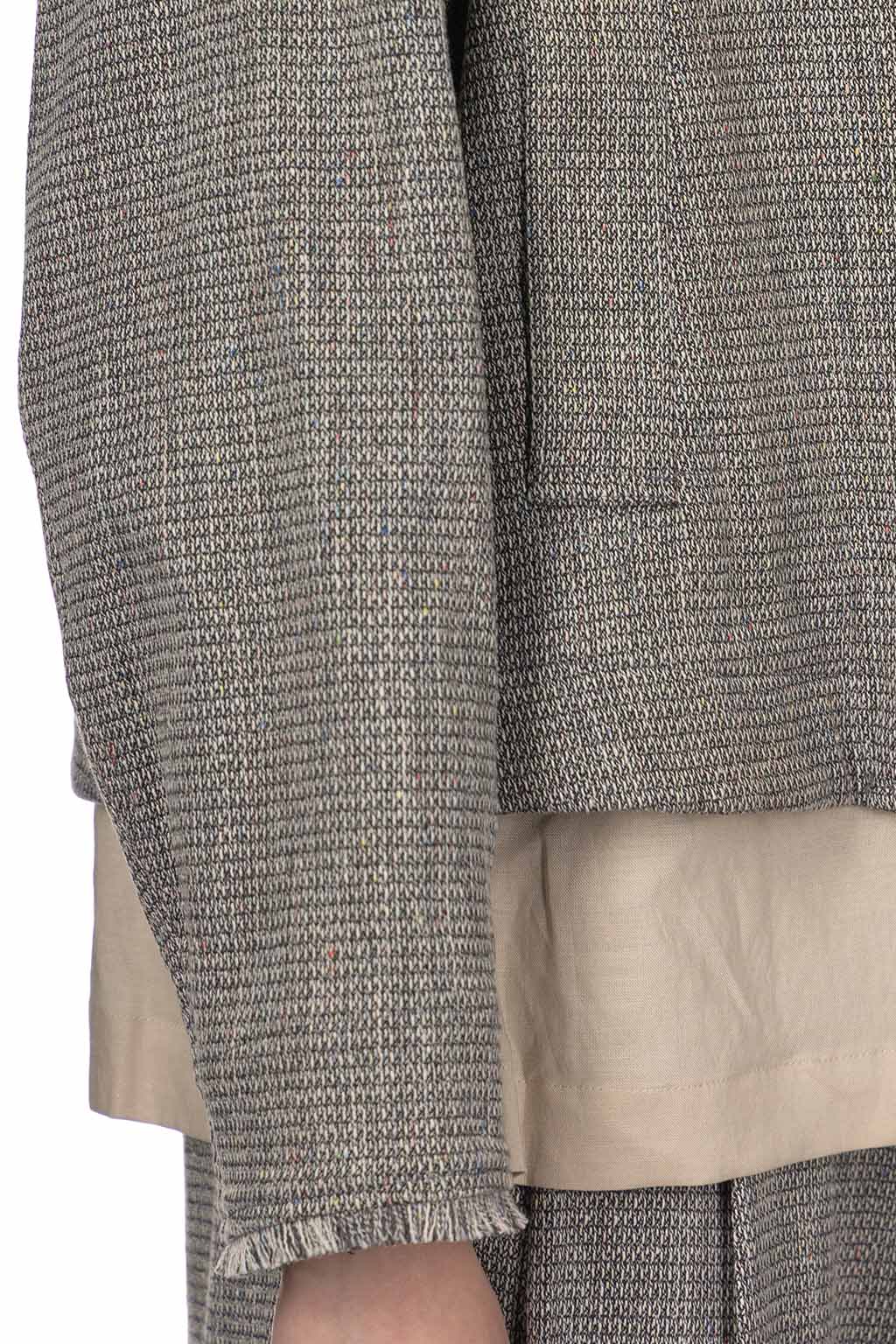 Manon - Tweed Denim Fringe Jacket - Black