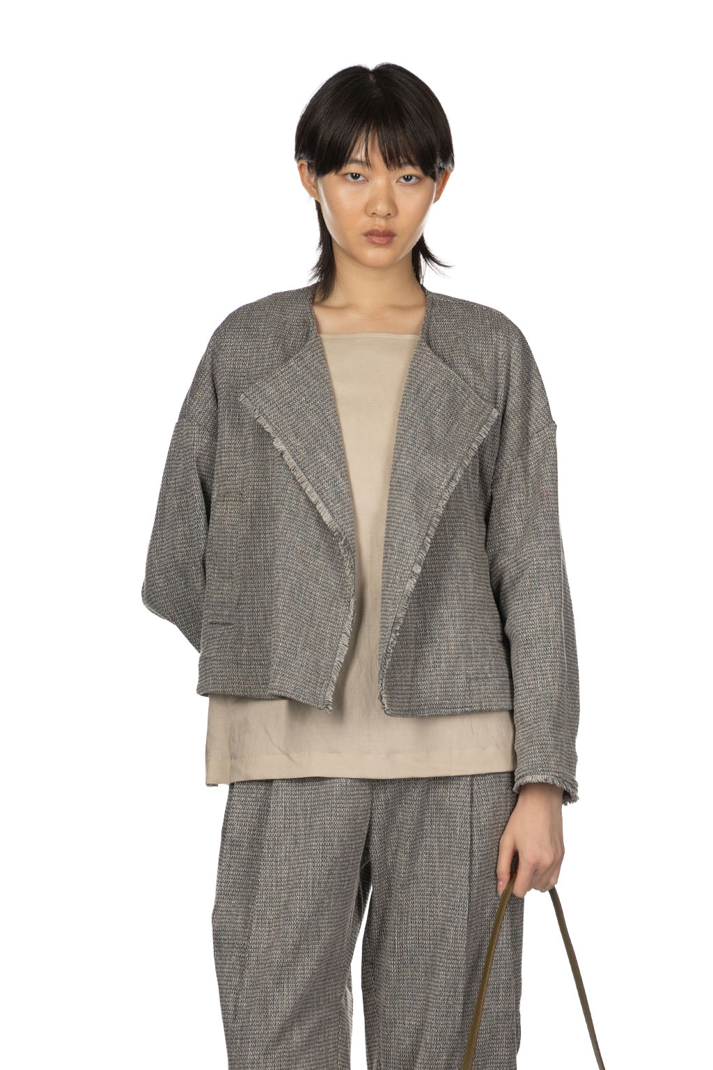 Manon - Tweed Denim Fringe Jacket - Black