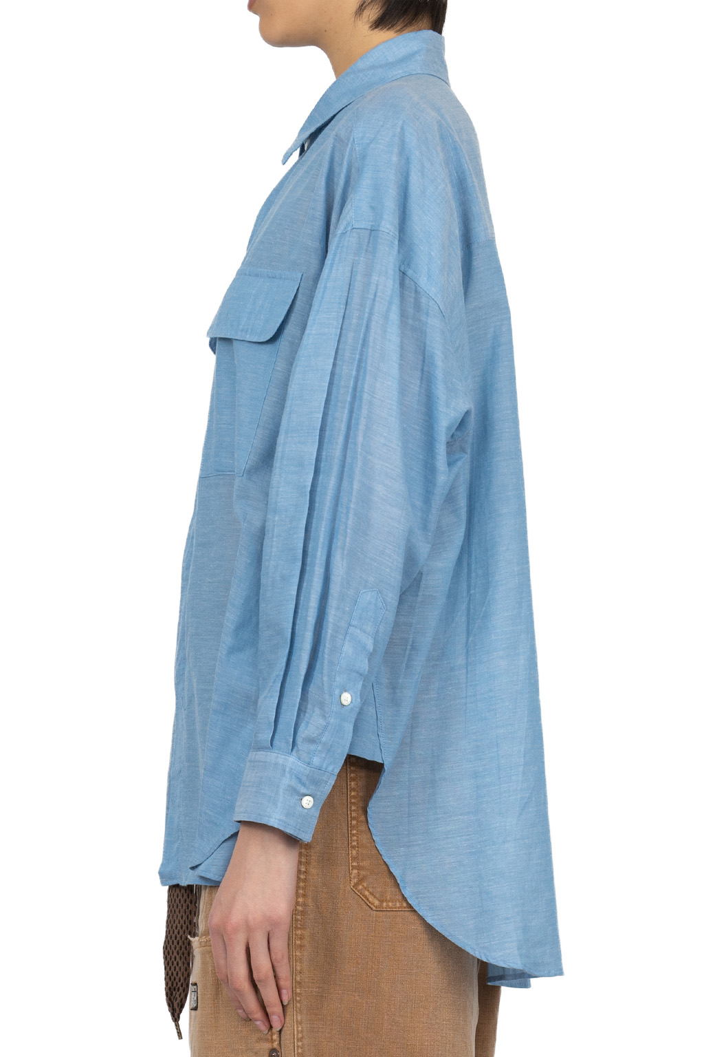 Manon - W Pocket Big Shirt - Blue