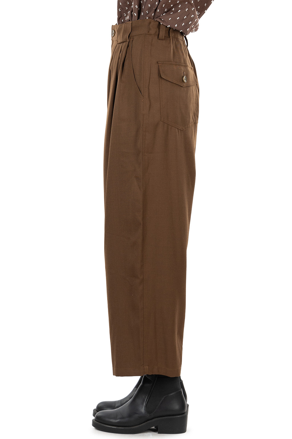 Manon - WOOL MIX THREE TUCK WIDE PANTS