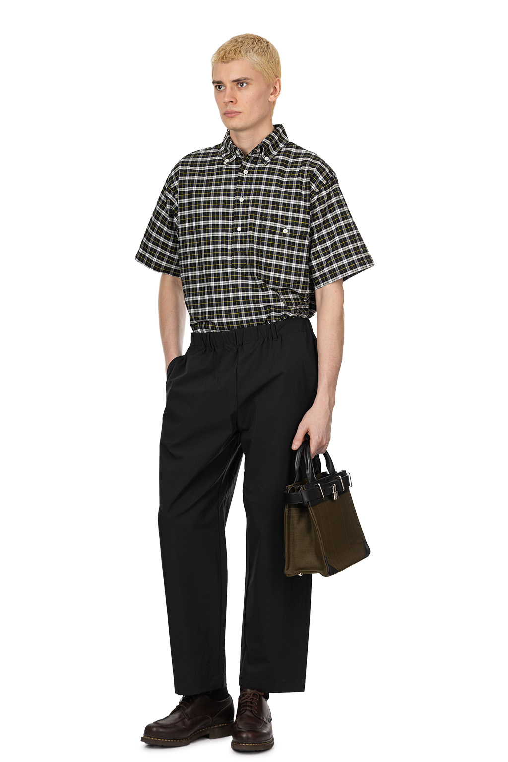 Manual Alphabet - 4Way Nylon Easy Wide Pants - Black