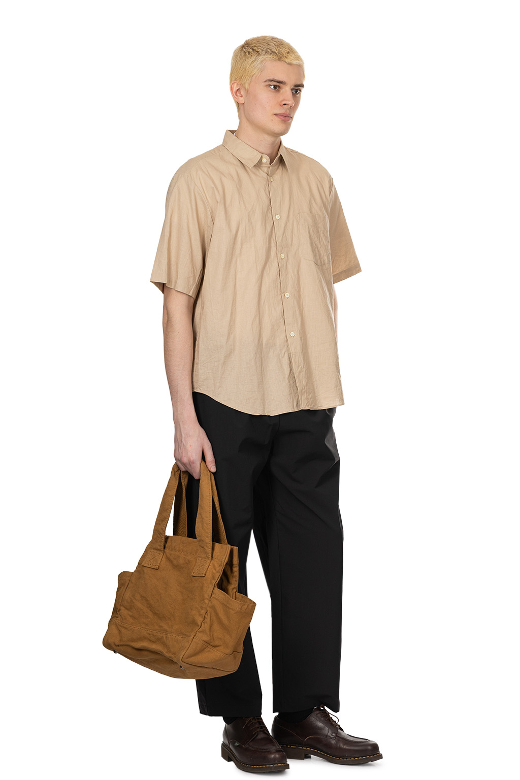 Manual Alphabet - C/L Loose Fit R/C SS Shirt - Beige