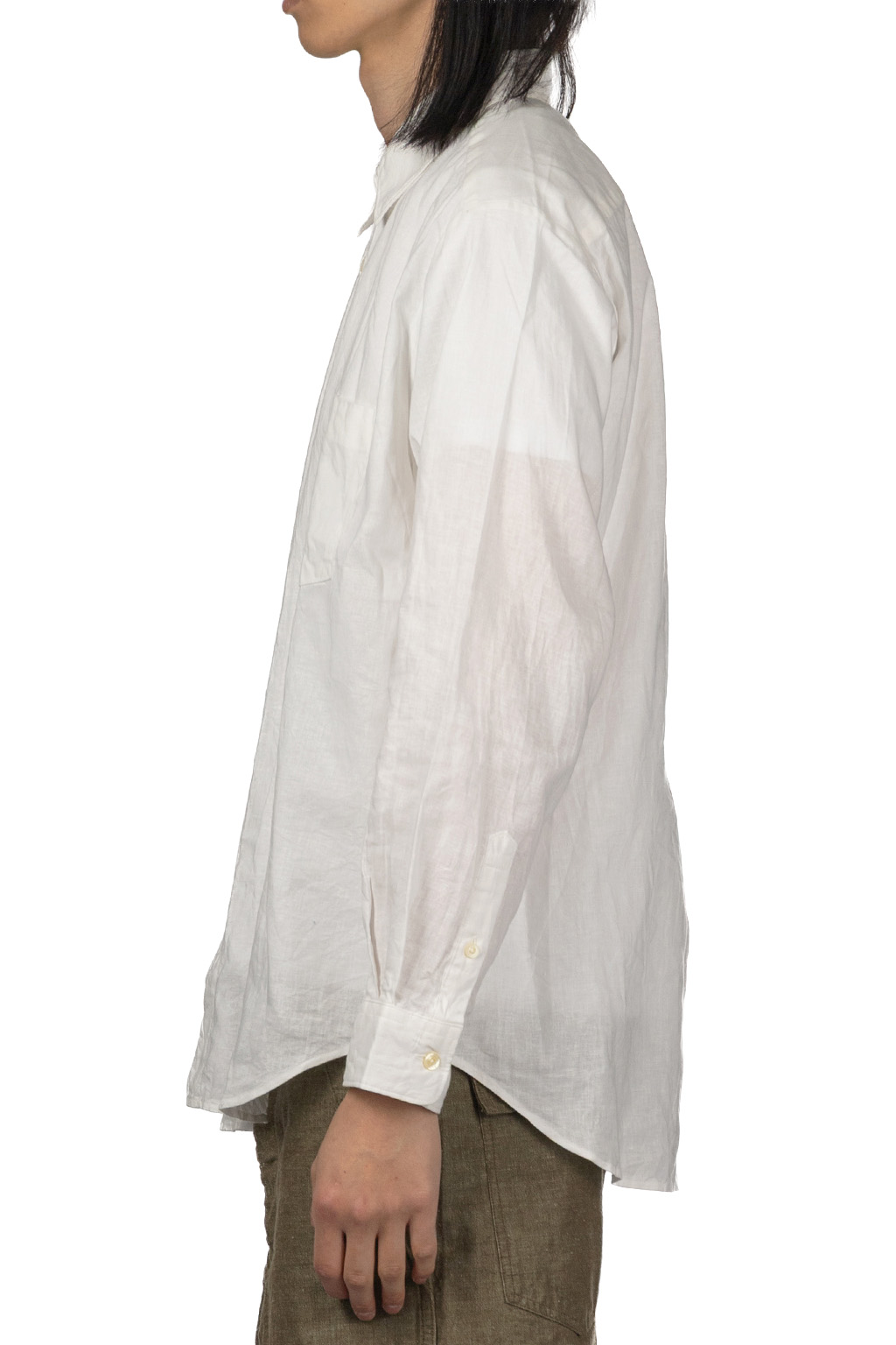 Manual Alphabet - Cotton Linen Loose Fit Collar Shirt - White