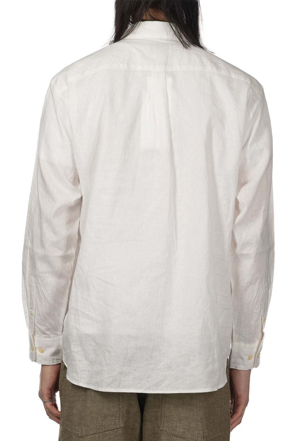 Manual Alphabet - Cotton Linen Loose Fit Collar Shirt - White