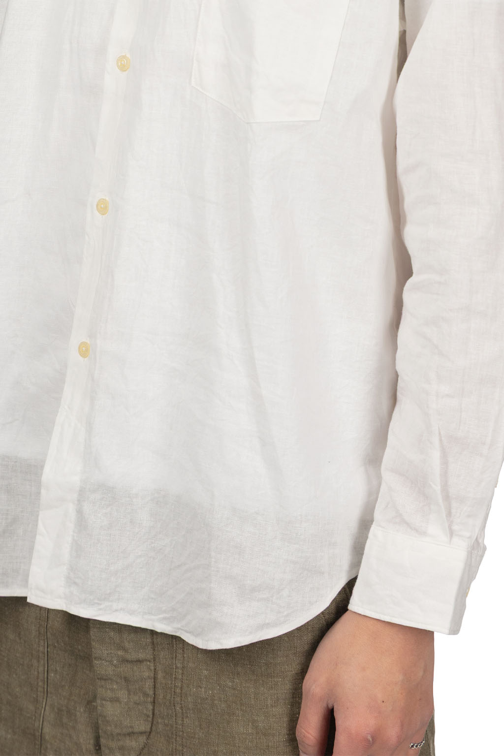 Manual Alphabet - Cotton Linen Loose Fit Collar Shirt - White