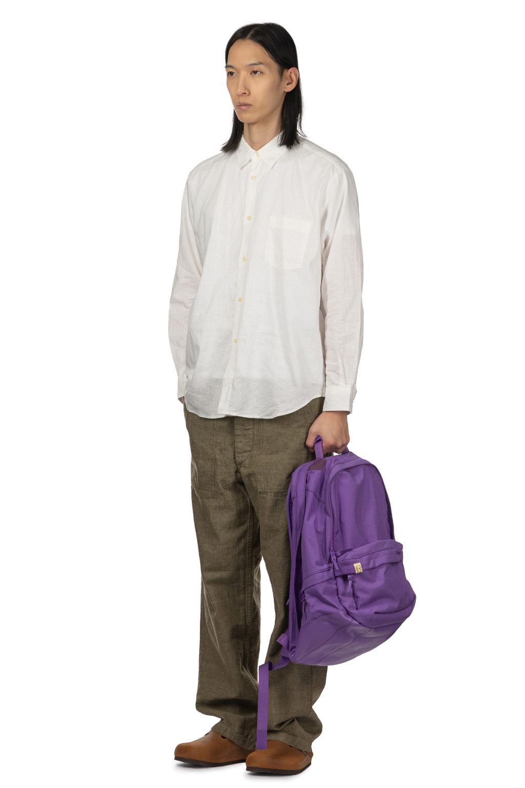 Manual Alphabet - Cotton Linen Loose Fit Collar Shirt - White