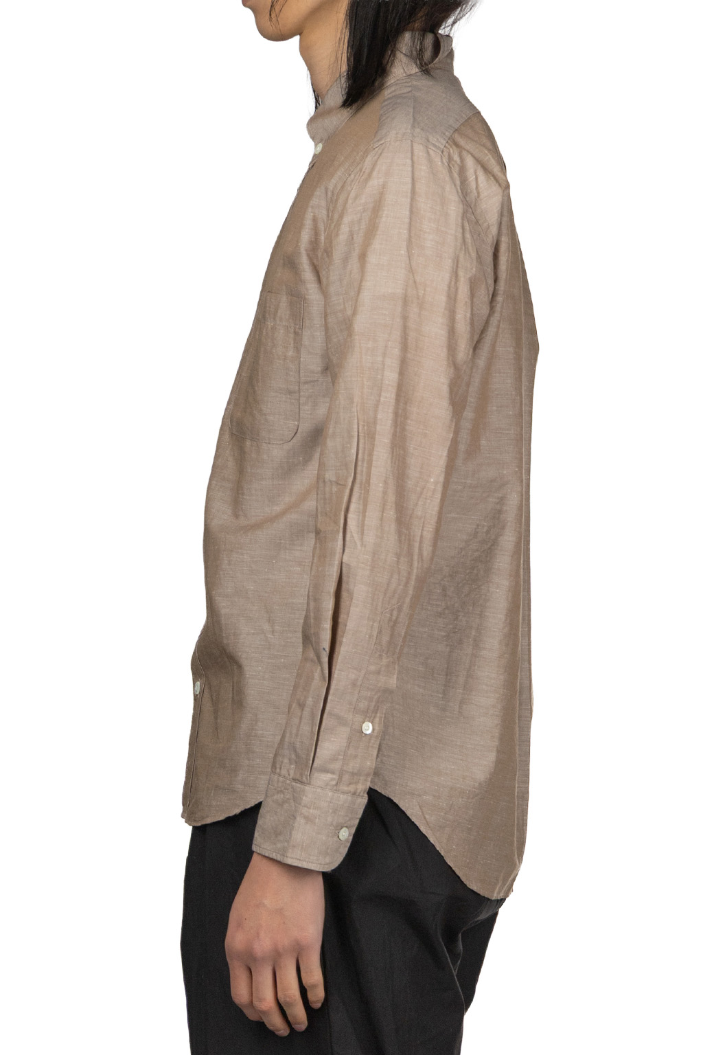 Manual Alphabet - Cotton Linen Slub Button Down Shirt - Mocha