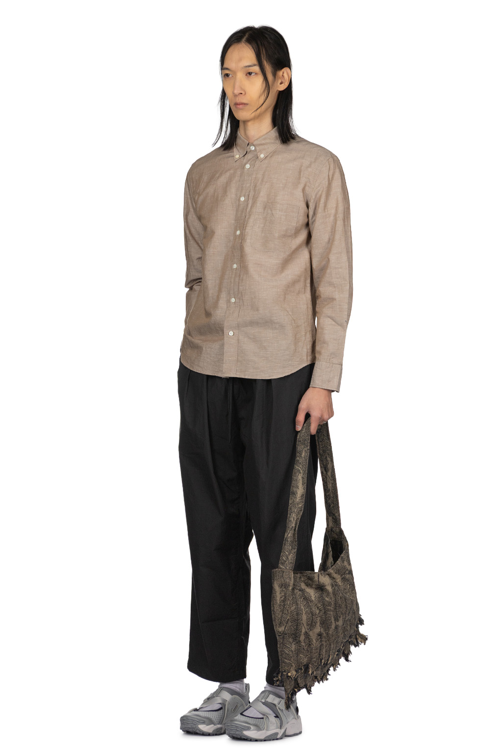 Manual Alphabet - Cotton Linen Slub Button Down Shirt - Mocha