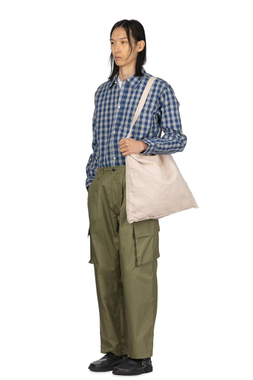 Manual Alphabet - Cotton Nylon Gabardine Cargo Pants - ML Green