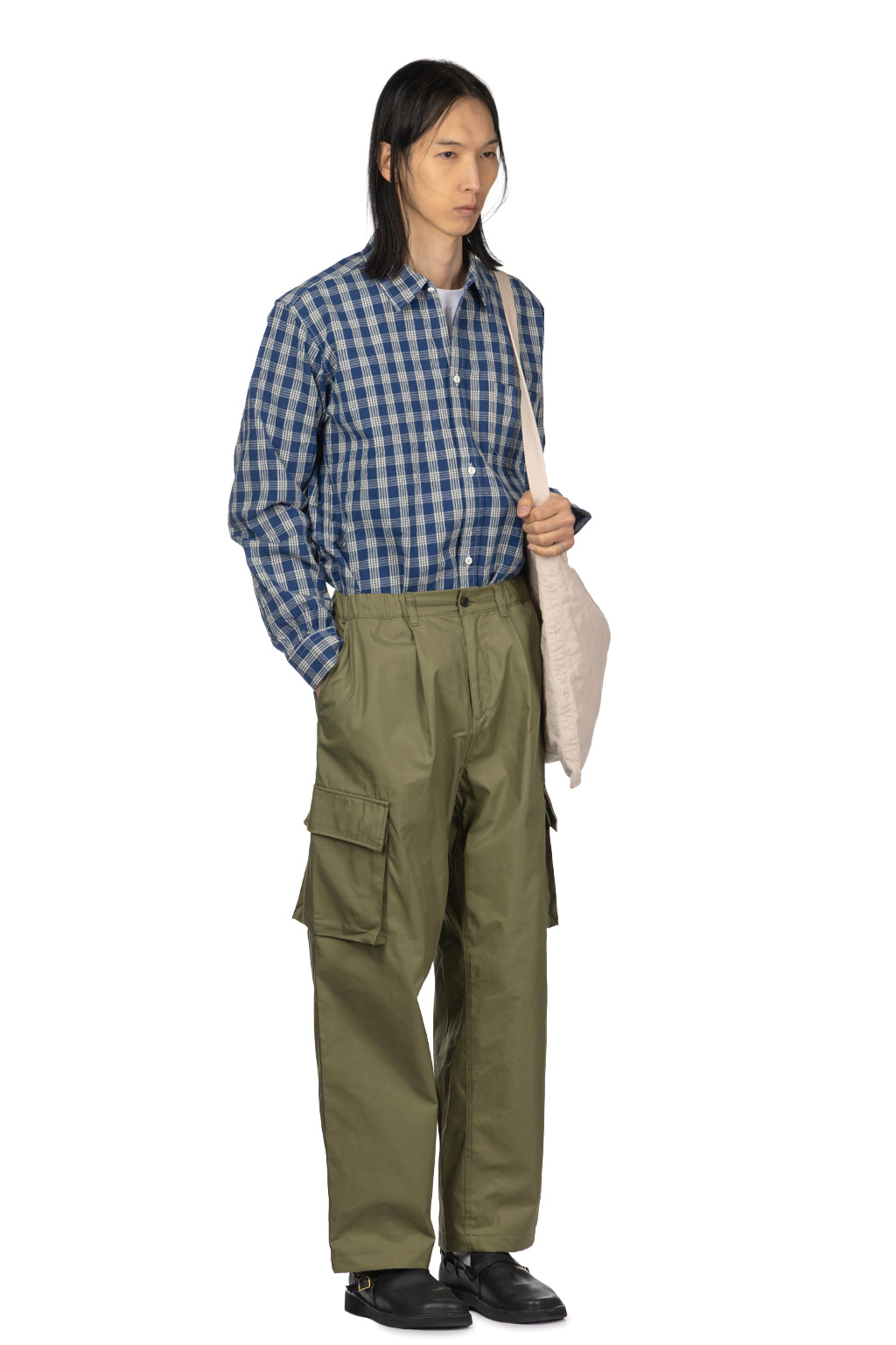 Manual Alphabet - Cotton Nylon Gabardine Cargo Pants - ML Green