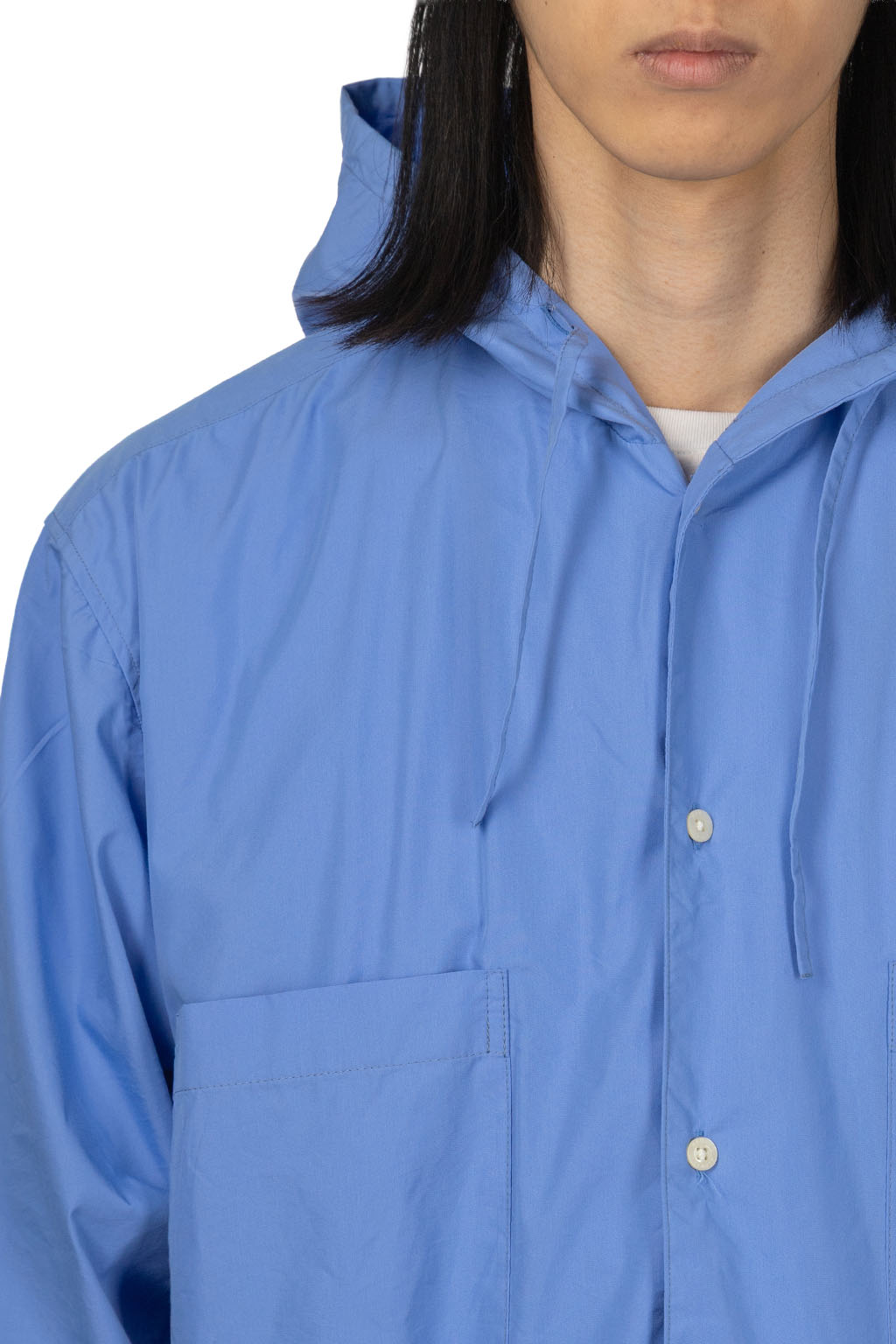 Manual Alphabet - Cotton Polyester Poplin Hood Shirt - Sax