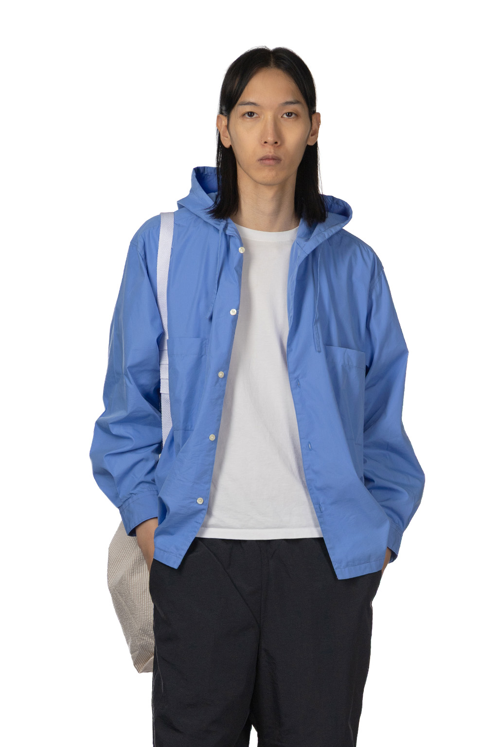 Manual Alphabet - Cotton Polyester Poplin Hood Shirt - Sax