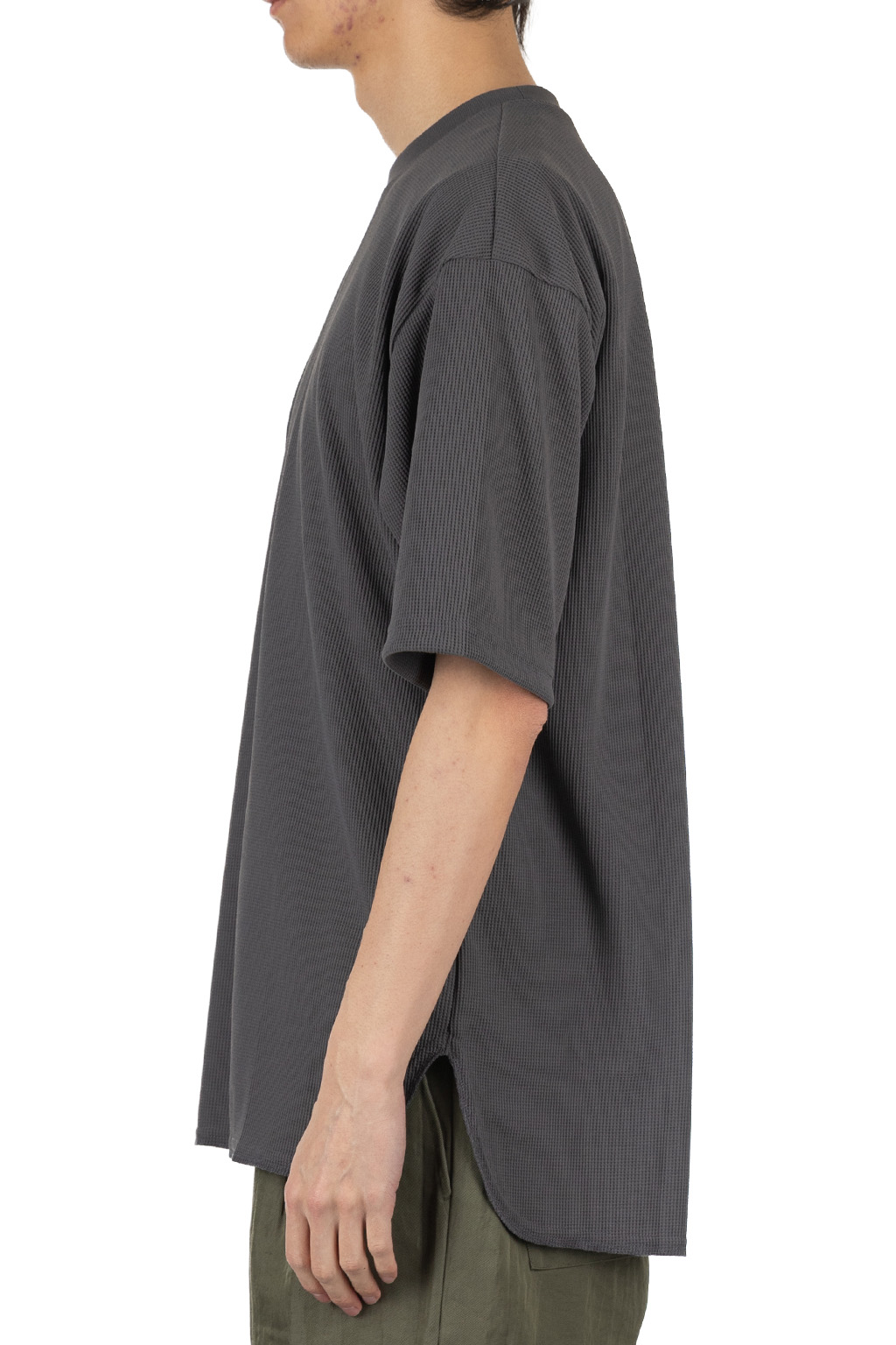 Manual Alphabet - Oversized PE Waffle Round Tee - Charcoal