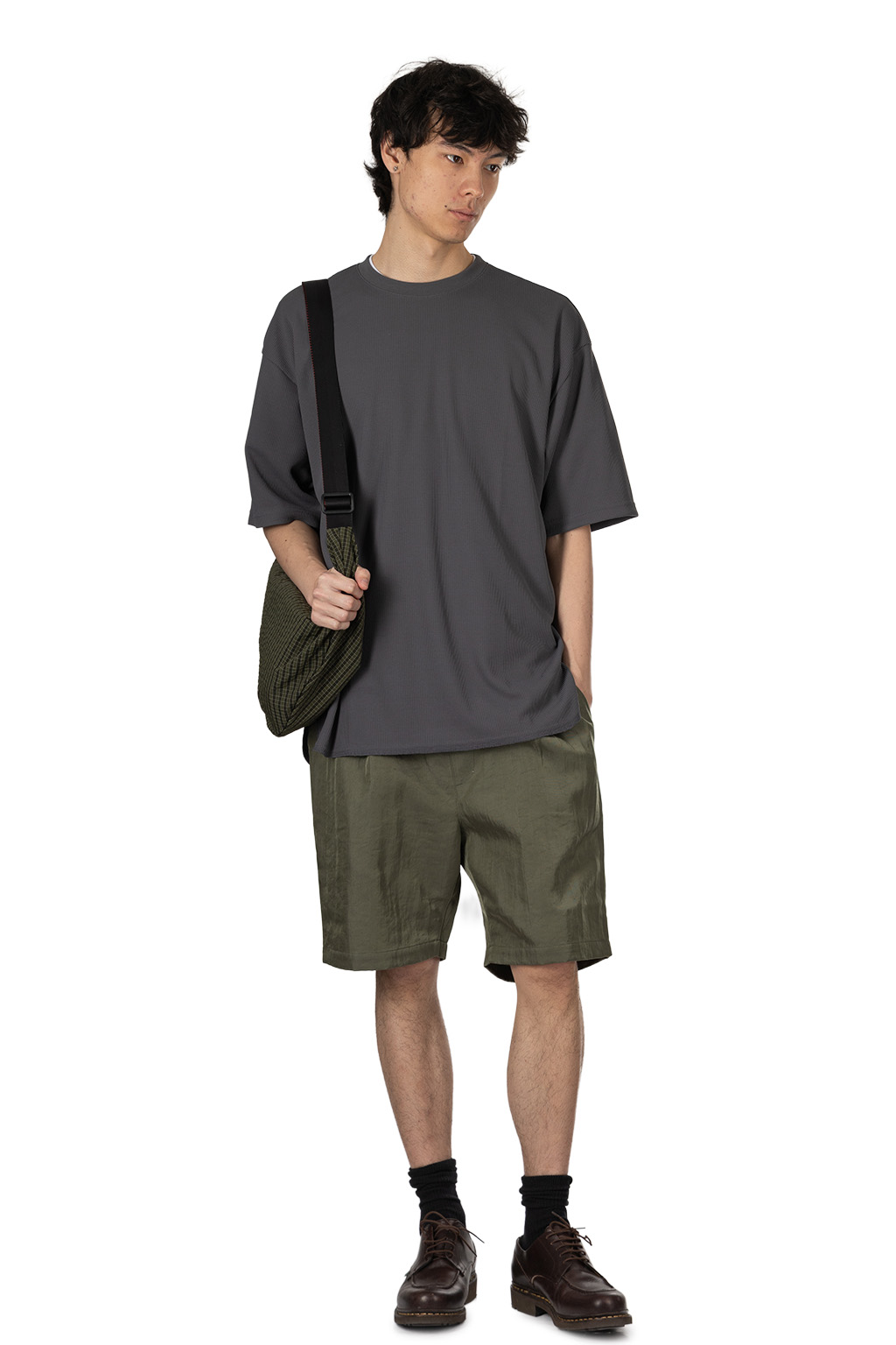 Manual Alphabet - Oversized PE Waffle Round Tee - Charcoal