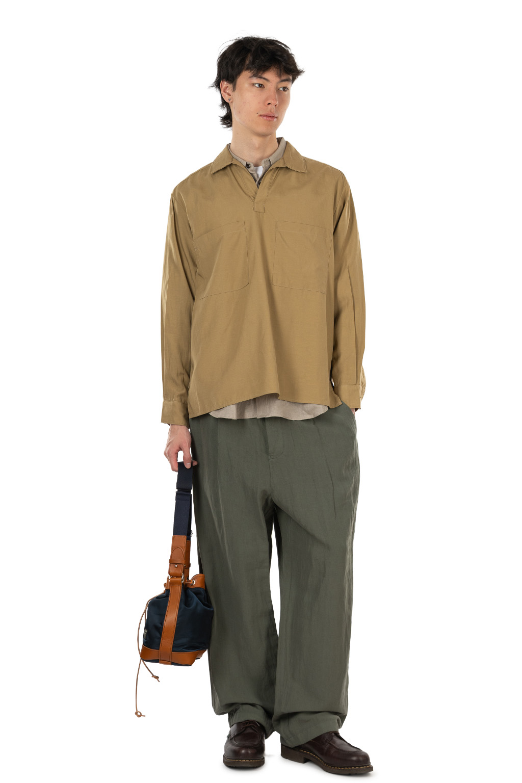 Manual Alphabet - Slub Poplin Pullover Shirt - Beige