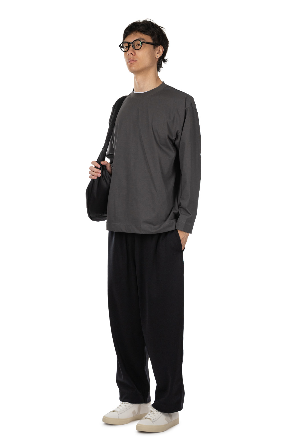 N Hoolywood - Crew Neck Long Sleeve T-Shirt - Charcoal