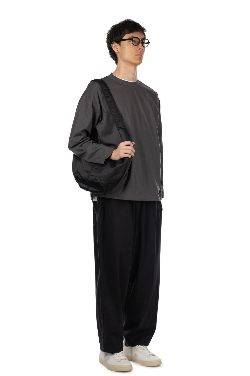 N Hoolywood - Crew Neck Long Sleeve T-Shirt - Charcoal