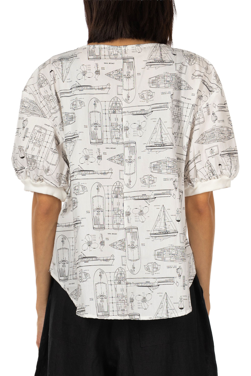 NARU  - Boat Print Wide Shirt - Off White