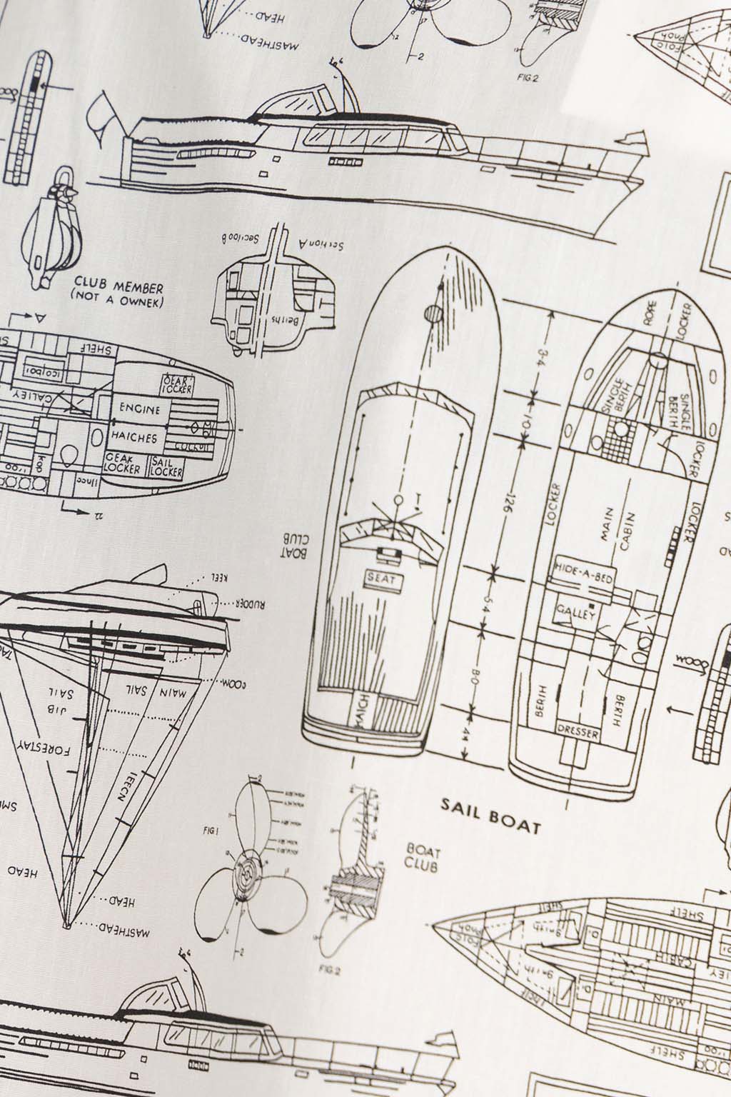 NARU  - Boat Print Wide Shirt - Off White